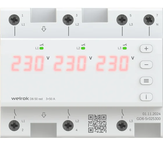 Детальное изображение товара "Реле напряжения Welrok D6-50 red" из каталога оборудования для видеонаблюдения