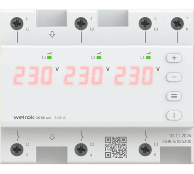 Реле напряжения Welrok D6-50 red