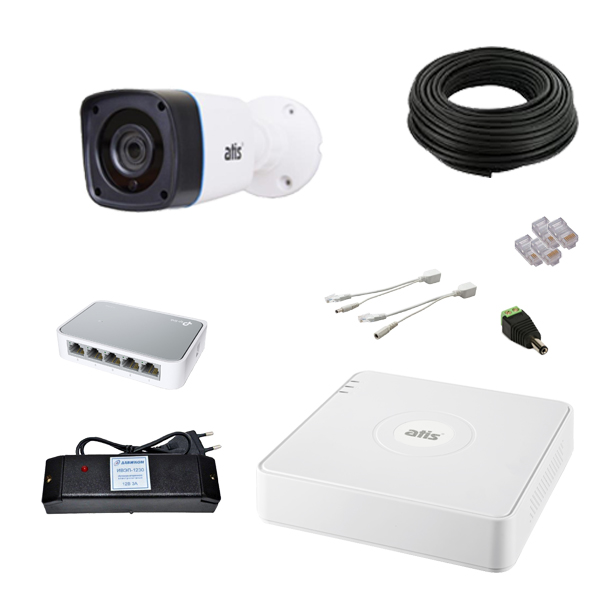 Комплект IP видеонаблюдения 2Мп ATIS LITE для улицы Комплект IP видеонаблюдения 2Мп ATIS LITE для улицы