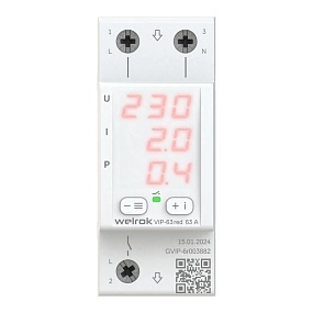 Реле напряжение с контролем тока Welrok VIP-63 red